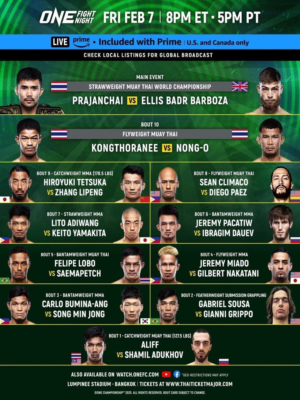 ONE Fight Night 28: Prajanchai vs. Barboza